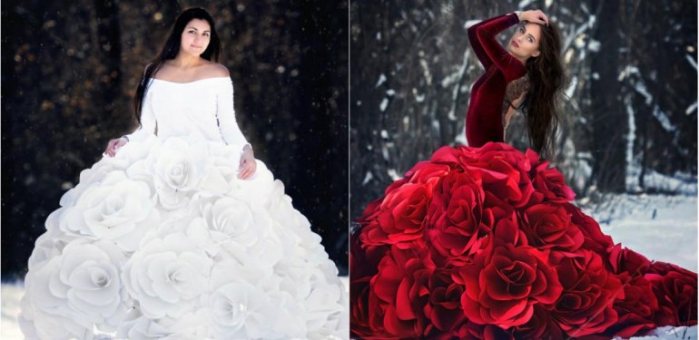 ( Foto ) Îți dorești o rochie extravagantă, dar nu ți-o poți permite? O fotografă din SUA te ajută să-ți creezi una cu câteva trucuri și multă hârtie